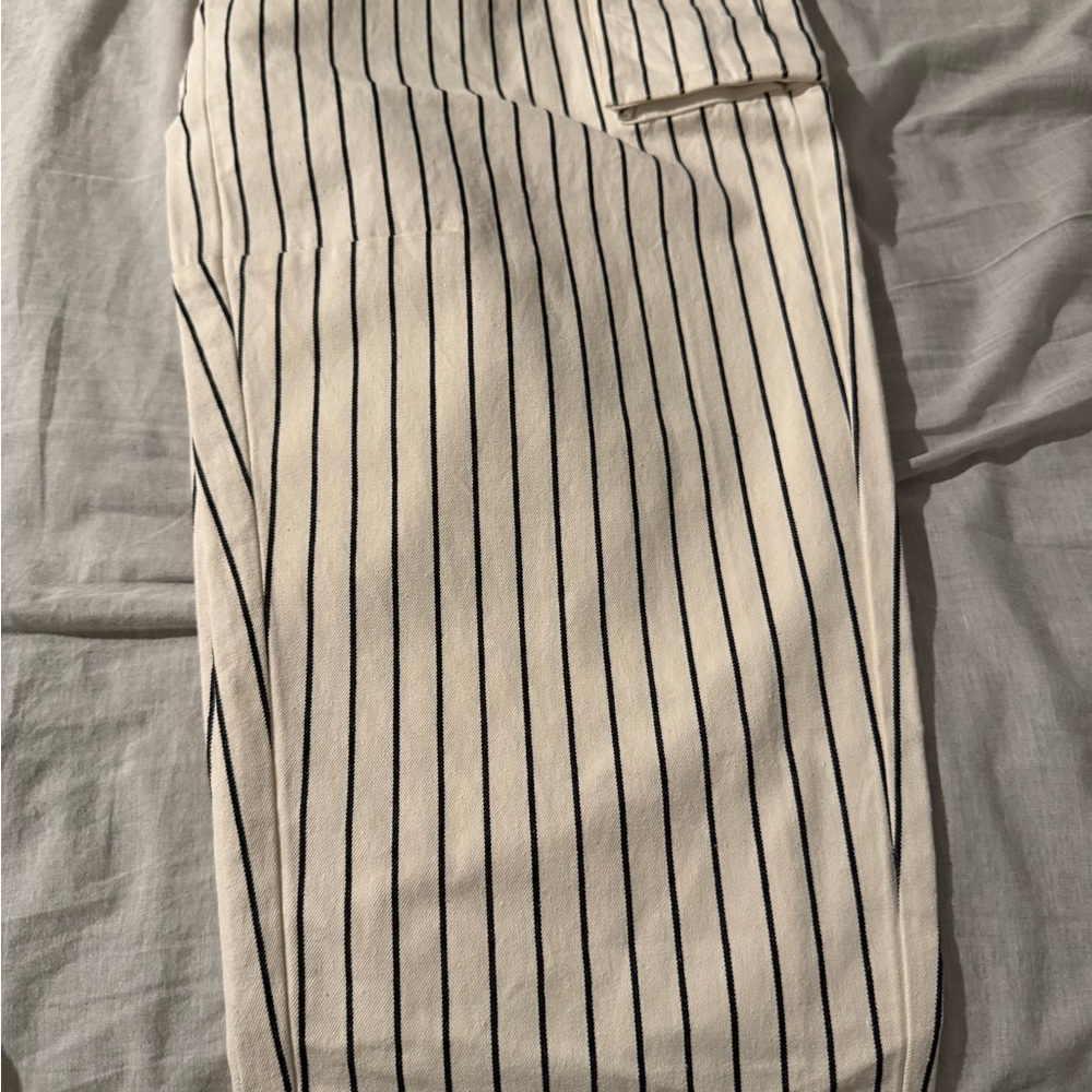 Striped Cream and Black Women's Pants